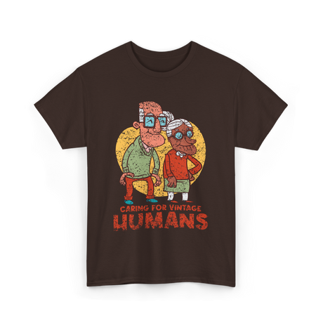 Caring For Vintage Humans Nursing T-Shirt - Dark Chocolate
