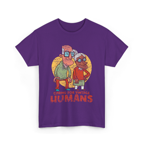 Caring For Vintage Humans Nursing T-Shirt - Purple