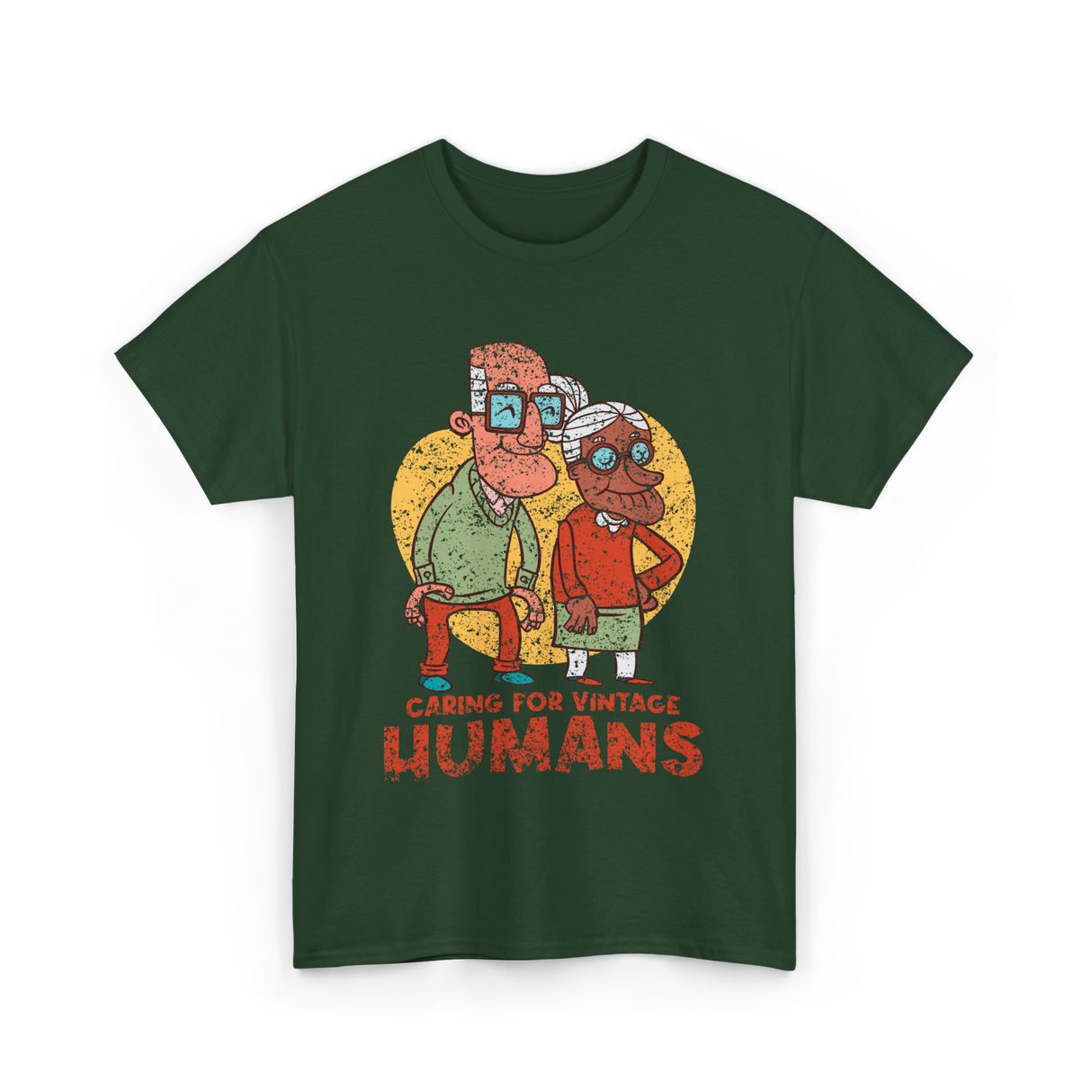 Caring For Vintage Humans Nursing T-Shirt - Forest Green