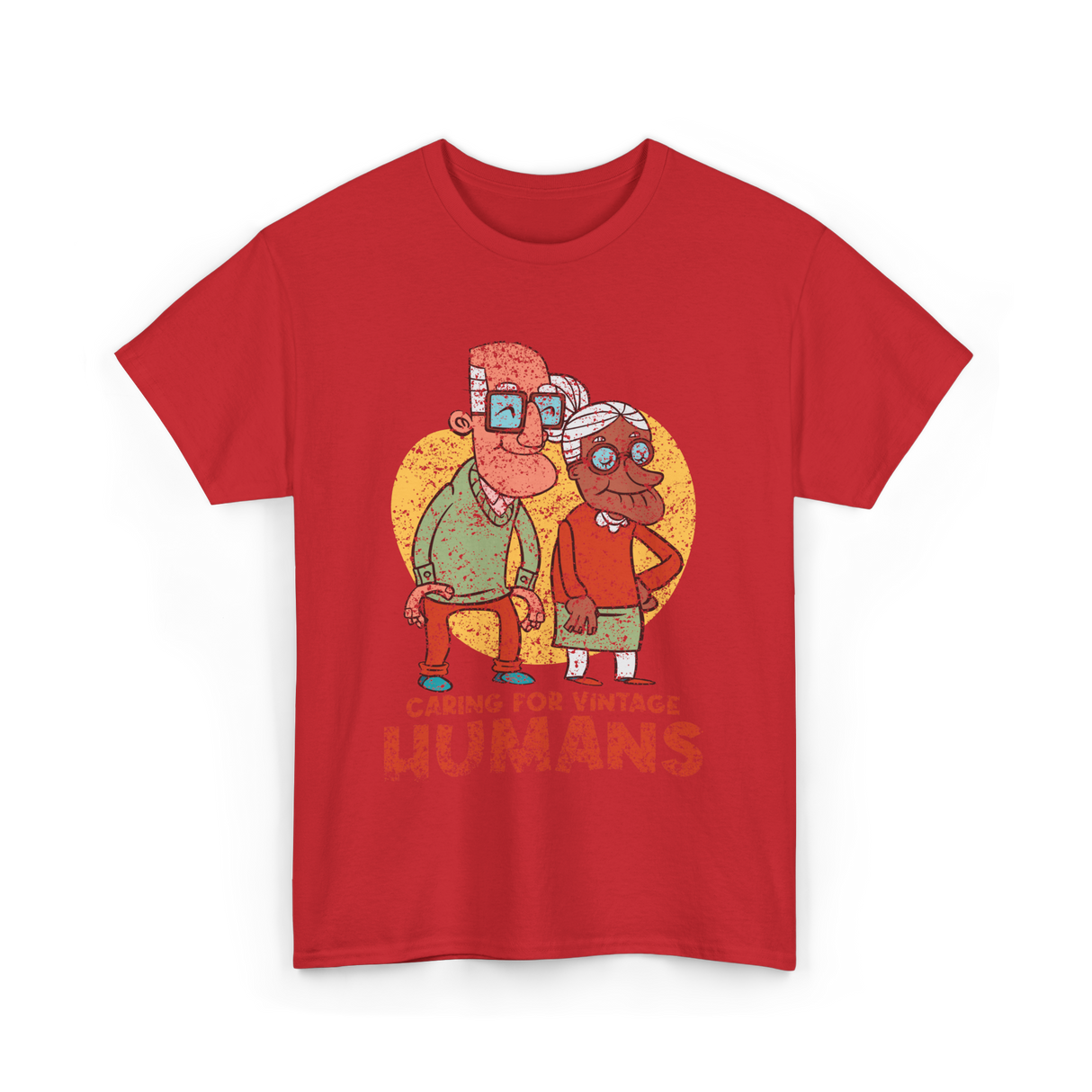 Caring For Vintage Humans Nursing T-Shirt - Red