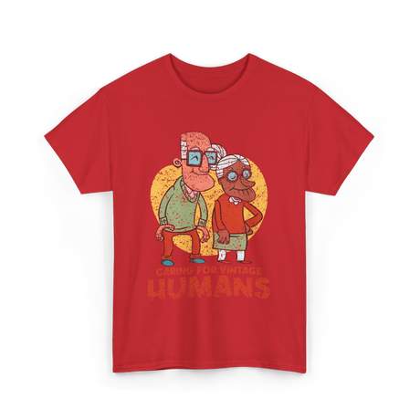 Caring For Vintage Humans Nursing T-Shirt - Red