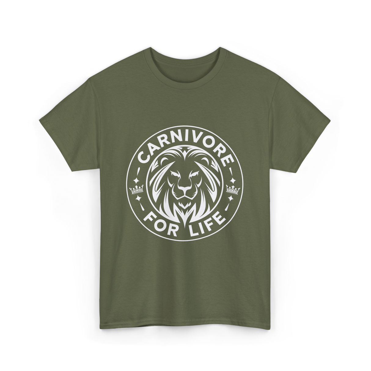 Carnivore For Life Lion Carnivores T-Shirt - Military Green