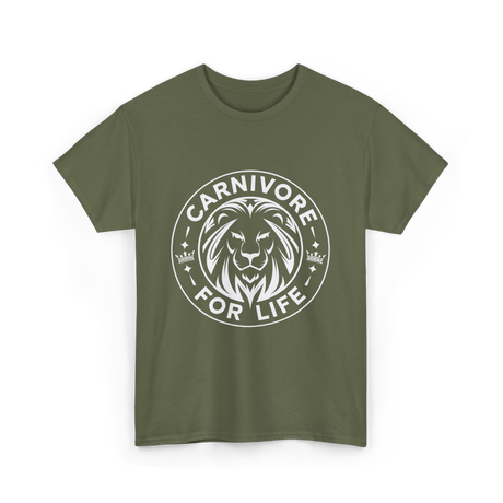 Carnivore For Life Lion Carnivores T-Shirt - Military Green