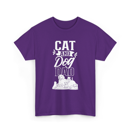 Cat And Dog Dad Pet Lover T-Shirt - Purple