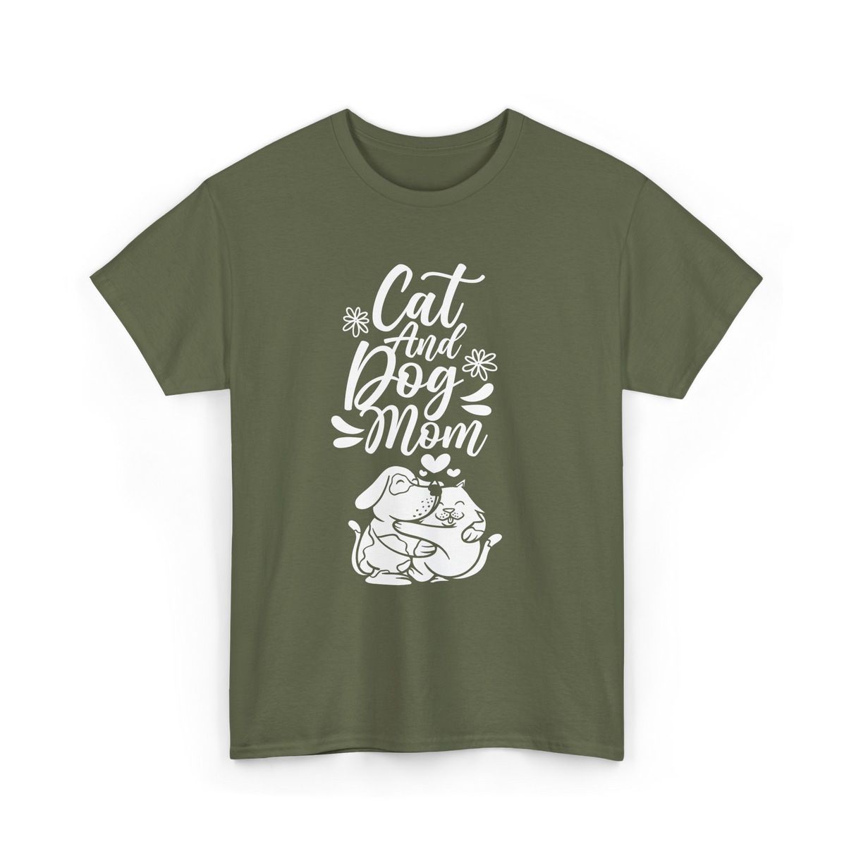 Cat And Dog Mom Pet Lover T-Shirt - Military Green