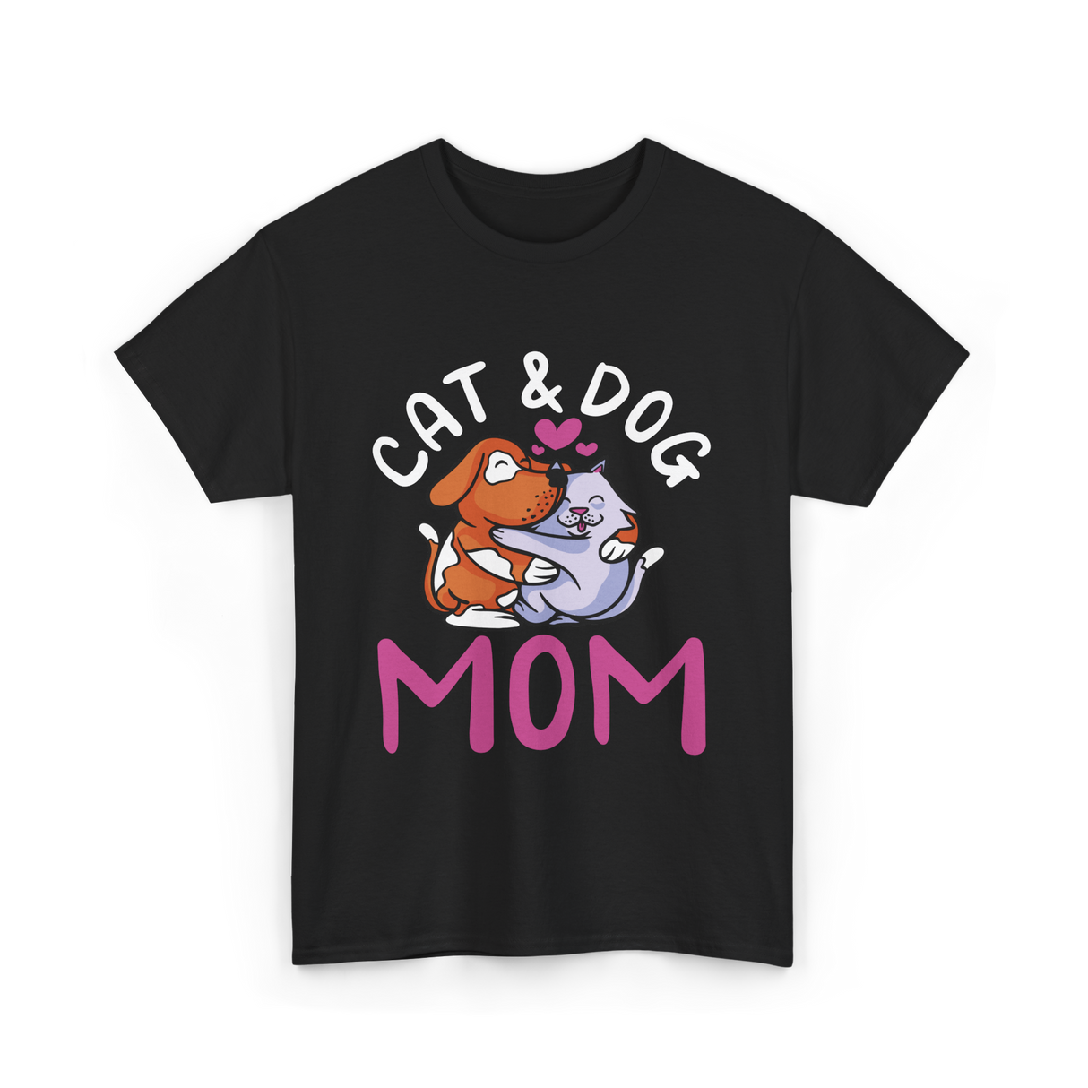 Cat And Dog Mom Pet Lover T-Shirt - Black