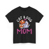 Cat And Dog Mom Pet Lover T-Shirt - Black