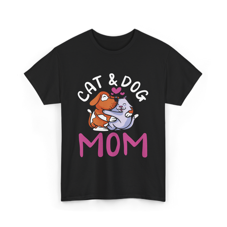 Cat And Dog Mom Pet Lover T-Shirt - Black