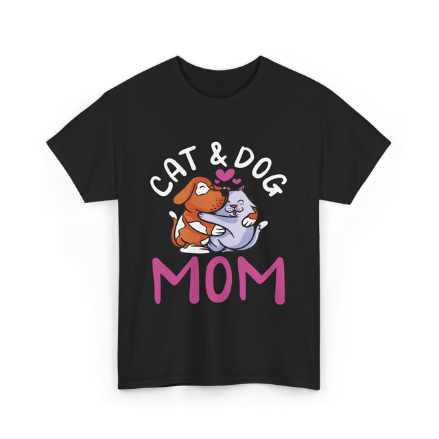 Cat And Dog Mom Pet Lover T-Shirt - Black