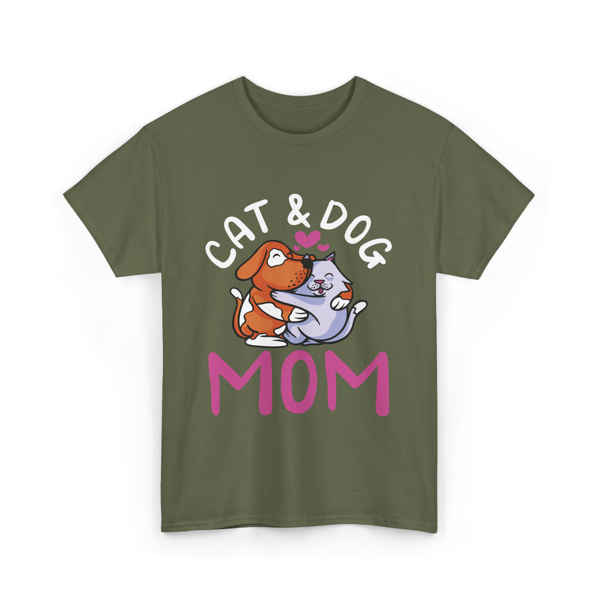 Cat And Dog Mom Pet Lover T-Shirt - Military Green