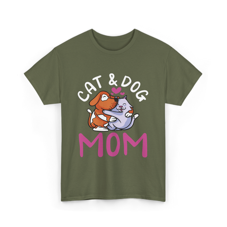 Cat And Dog Mom Pet Lover T-Shirt - Military Green