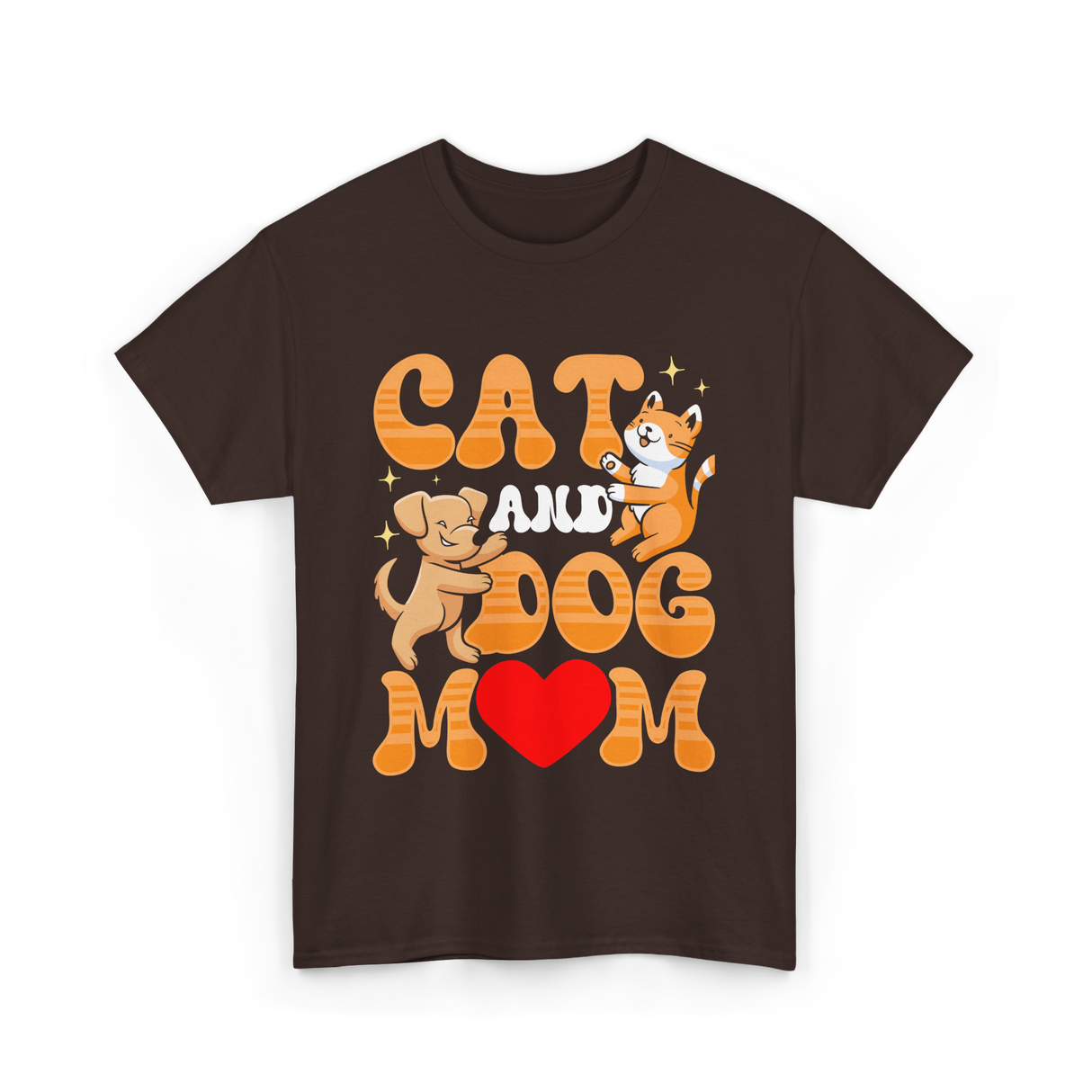 Cat and Dog Mom Pet Lover T-Shirt - Dark Chocolate