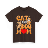 Cat and Dog Mom Pet Lover T-Shirt - Dark Chocolate