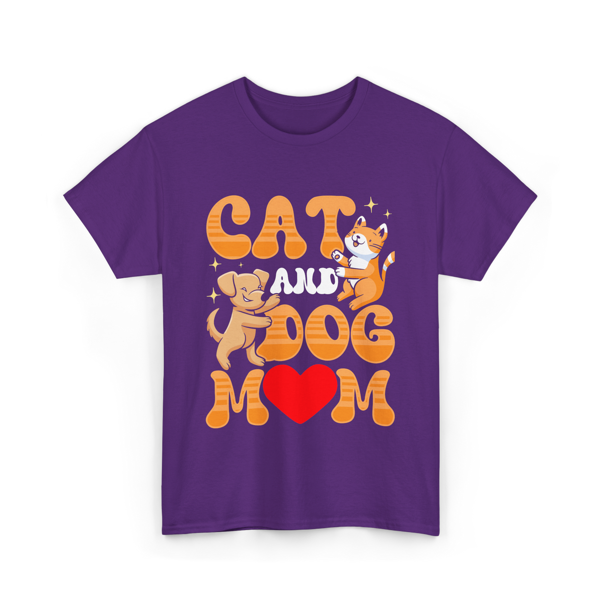 Cat and Dog Mom Pet Lover T-Shirt - Purple