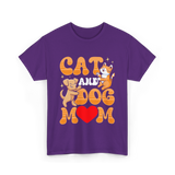 Cat and Dog Mom Pet Lover T-Shirt - Purple