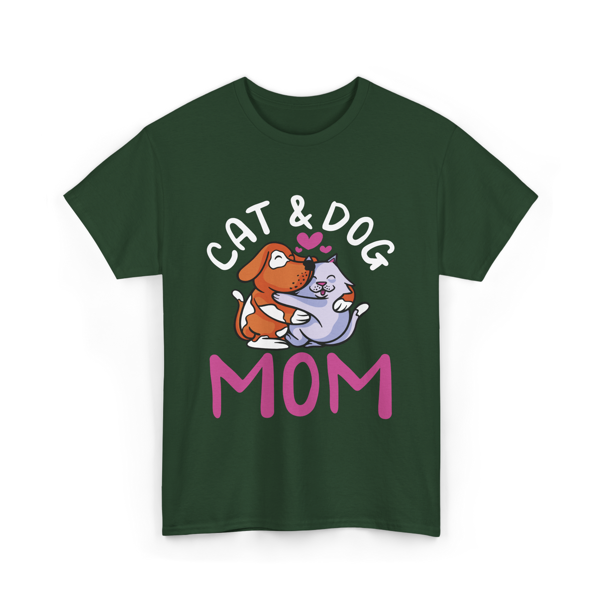 Cat And Dog Mom Pet Lover T-Shirt - Forest Green