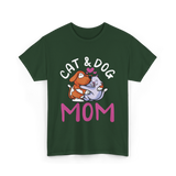 Cat And Dog Mom Pet Lover T-Shirt - Forest Green