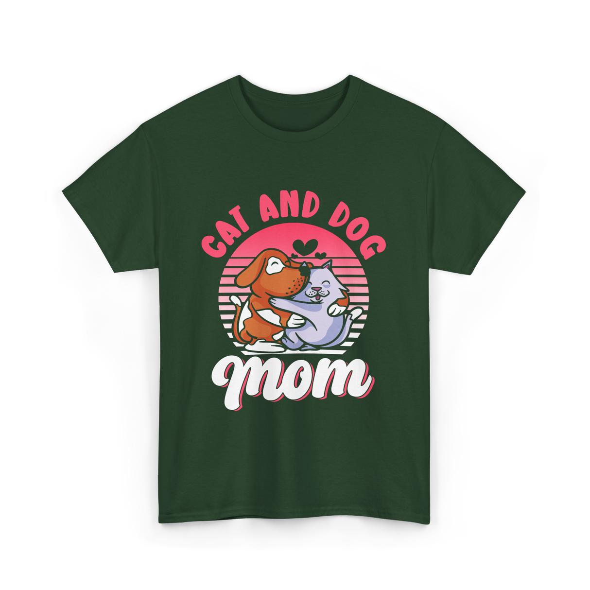 Cat And Dog Mom Pet Lover T-Shirt - Forest Green