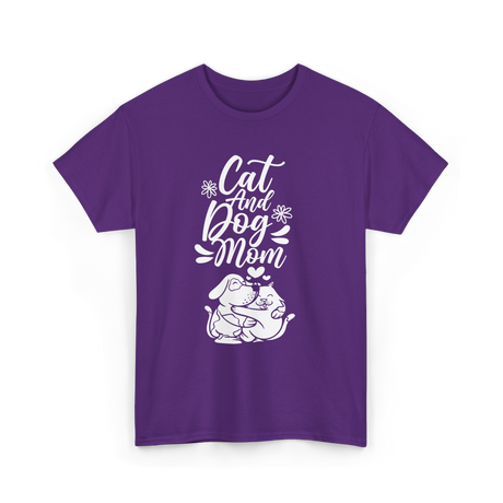 Cat And Dog Mom Pet Lover T-Shirt - Purple