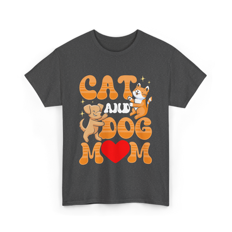 Cat and Dog Mom Pet Lover T-Shirt - Dark Heather