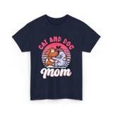 Cat And Dog Mom Pet Lover T-Shirt - Navy