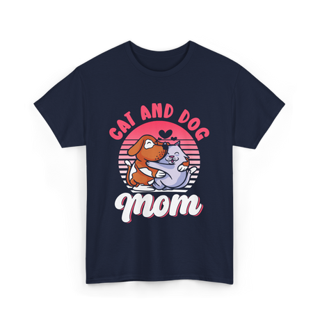 Cat And Dog Mom Pet Lover T-Shirt - Navy