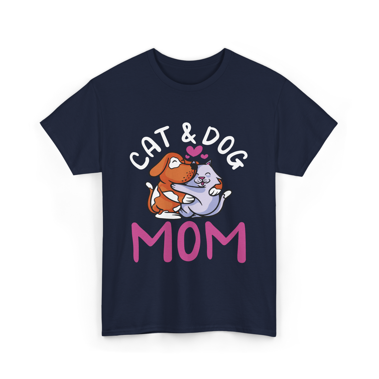 Cat And Dog Mom Pet Lover T-Shirt - Navy