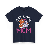 Cat And Dog Mom Pet Lover T-Shirt - Navy