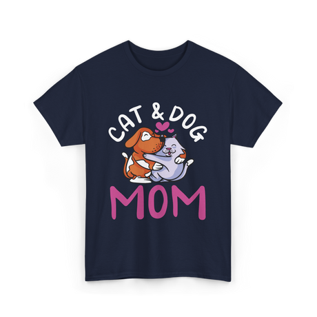 Cat And Dog Mom Pet Lover T-Shirt - Navy