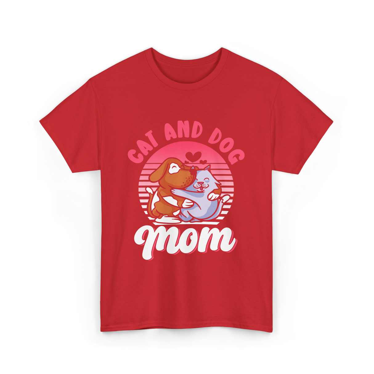 Cat And Dog Mom Pet Lover T-Shirt - Red