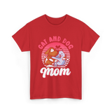 Cat And Dog Mom Pet Lover T-Shirt - Red