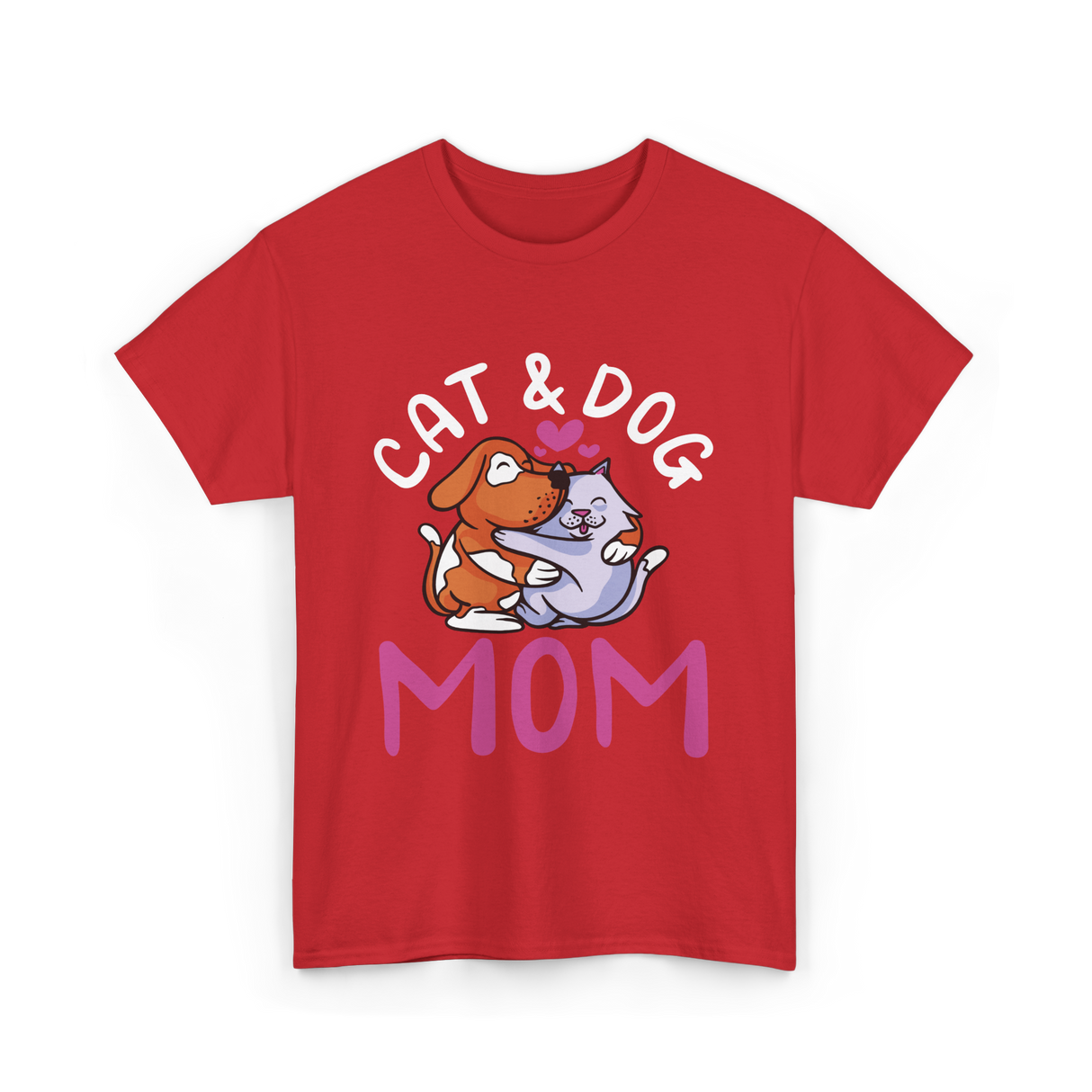 Cat And Dog Mom Pet Lover T-Shirt - Red