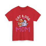 Cat And Dog Mom Pet Lover T-Shirt - Red