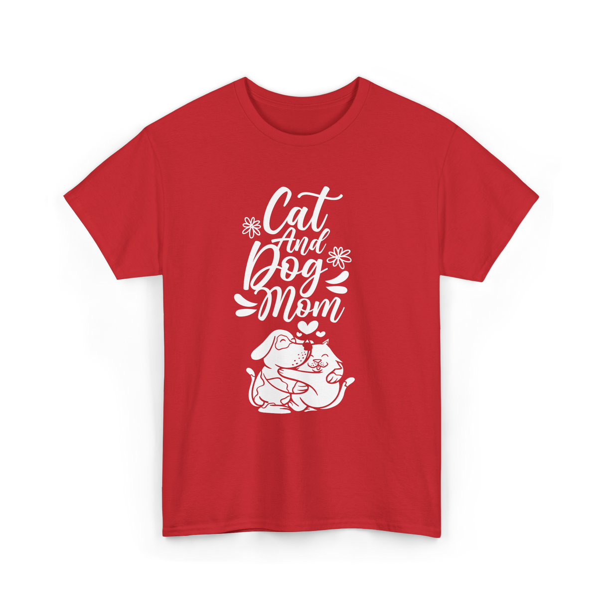 Cat And Dog Mom Pet Lover T-Shirt - Red