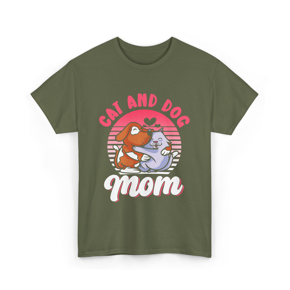 Cat And Dog Mom Pet Lover T-Shirt - Military Green