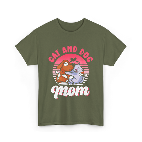 Cat And Dog Mom Pet Lover T-Shirt - Military Green