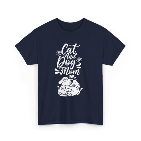 Cat And Dog Mom Pet Lover T-Shirt - Navy