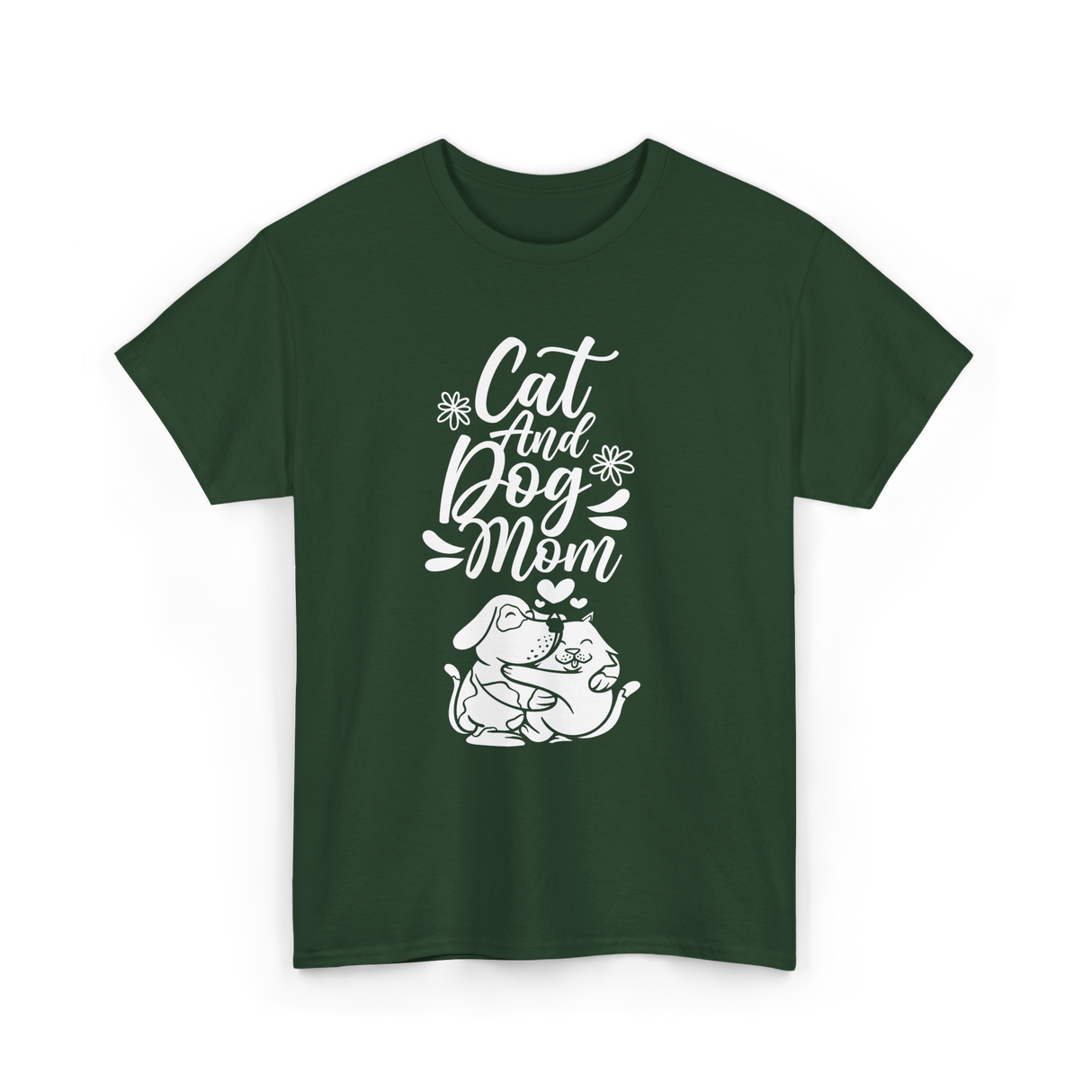 Cat And Dog Mom Pet Lover T-Shirt - Forest Green