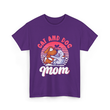 Cat And Dog Mom Pet Lover T-Shirt - Purple