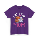 Cat And Dog Mom Pet Lover T-Shirt - Purple