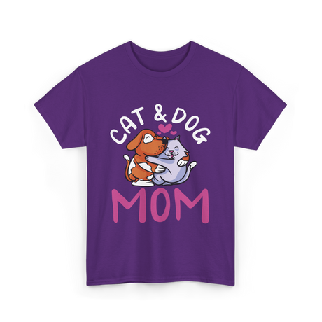 Cat And Dog Mom Pet Lover T-Shirt - Purple