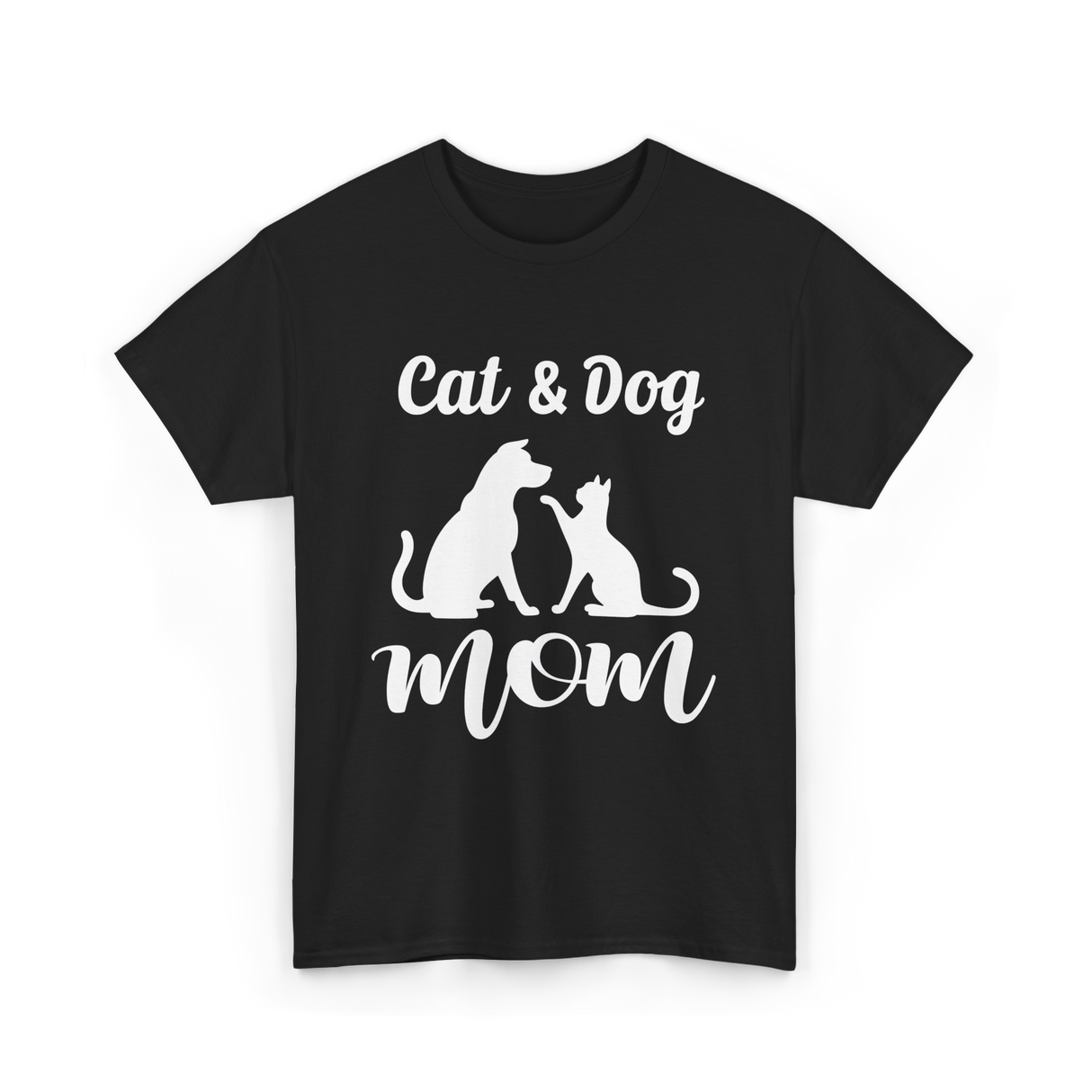 Cat and Dog Mom Pets Animals T-Shirt - Black