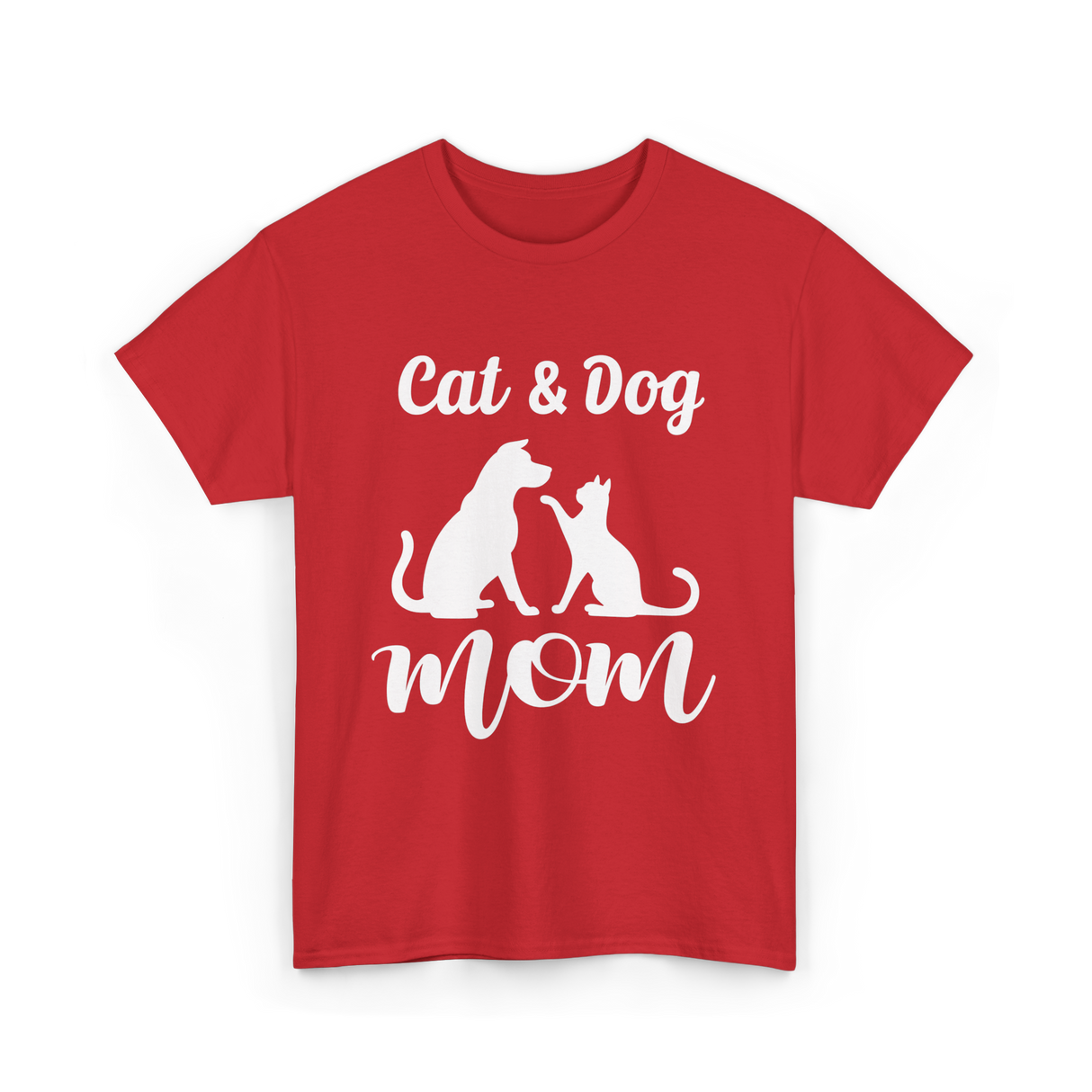 Cat and Dog Mom Pets Animals T-Shirt - Red