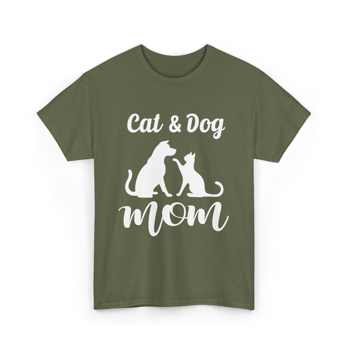 Cat and Dog Mom Pets Animals T-Shirt - Military Green