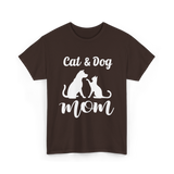 Cat and Dog Mom Pets Animals T-Shirt - Dark Chocolate