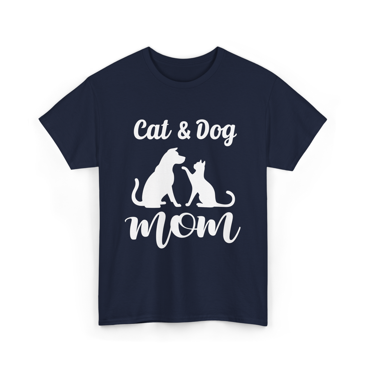 Cat and Dog Mom Pets Animals T-Shirt - Navy