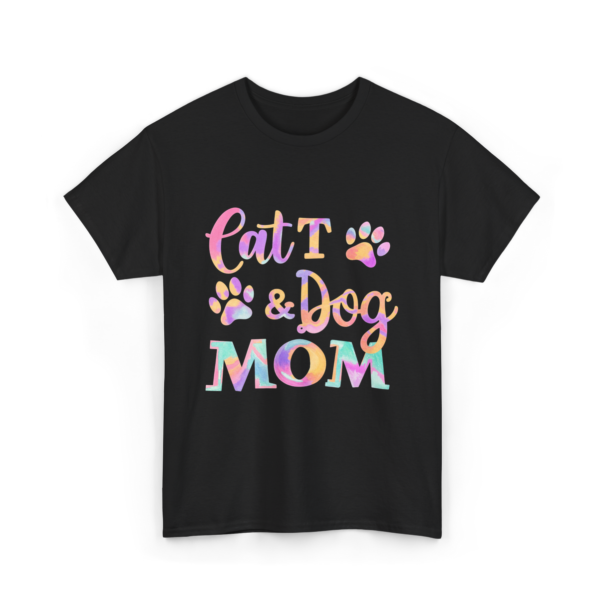 Cat and Dog Mom Pets T-Shirt - Black