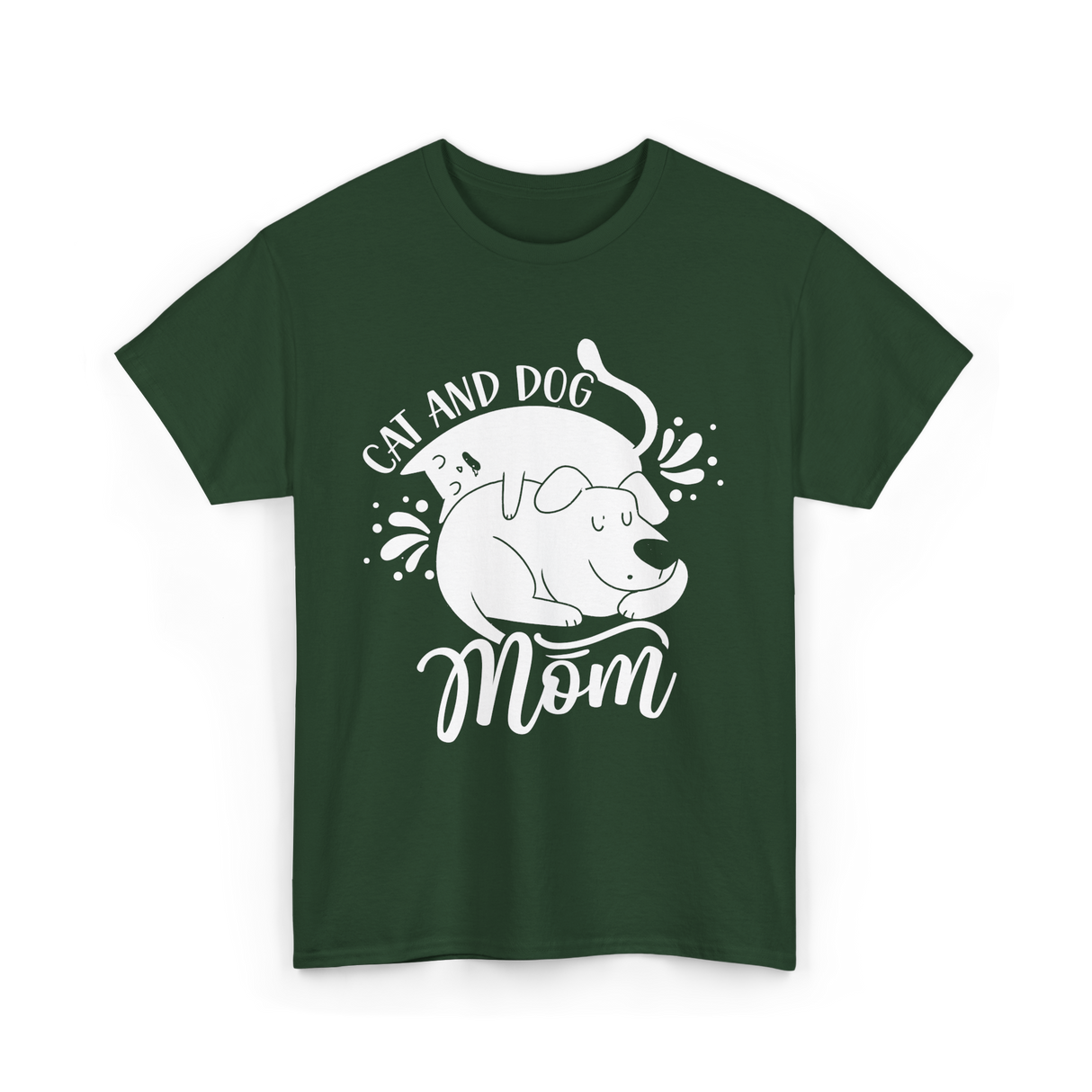 Cat And Dog Mom Pets T-Shirt - Forest Green