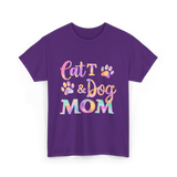 Cat and Dog Mom Pets T-Shirt - Purple