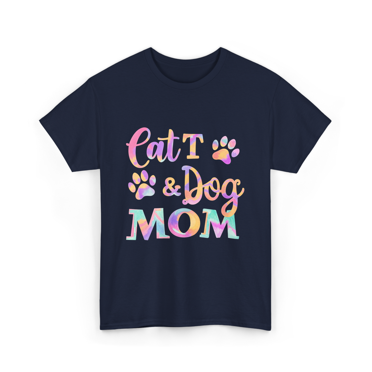 Cat and Dog Mom Pets T-Shirt - Navy